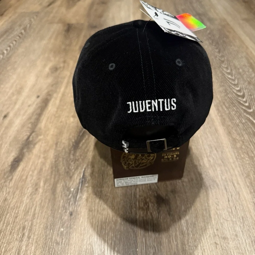 Juventus Hat Black White Corduroy Rope Trucker Cap Embroidered‎ Logo Soccer